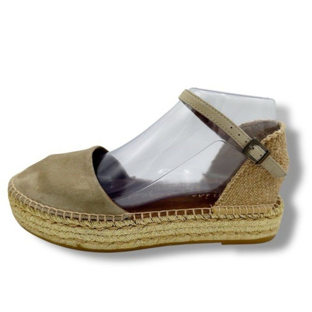 Gaimo Espadrilles Sz EU 38 (8 US) Soft‎ Camel Suede.Metallic Gold Platform Ankle